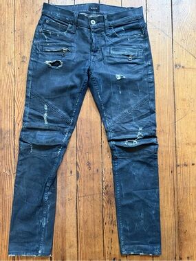 Hudson Jeans Men's Slim Moto Distressed Indigo W29 Stretch Denim